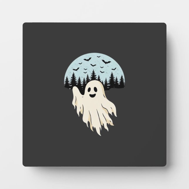 Halloween Ghost Moon Forest Design_1 Plaque (Front)