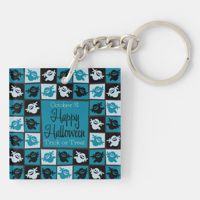Halloween ghost mosaic key ring (Back)
