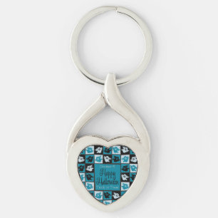 Halloween ghost mosaic key ring