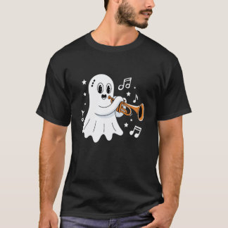 Halloween Ghost Music Teacher Playing Instruments T-Shirt