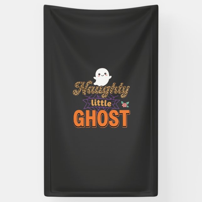 Halloween Ghost Naughty Little Ghost Design Banner (Vertical)