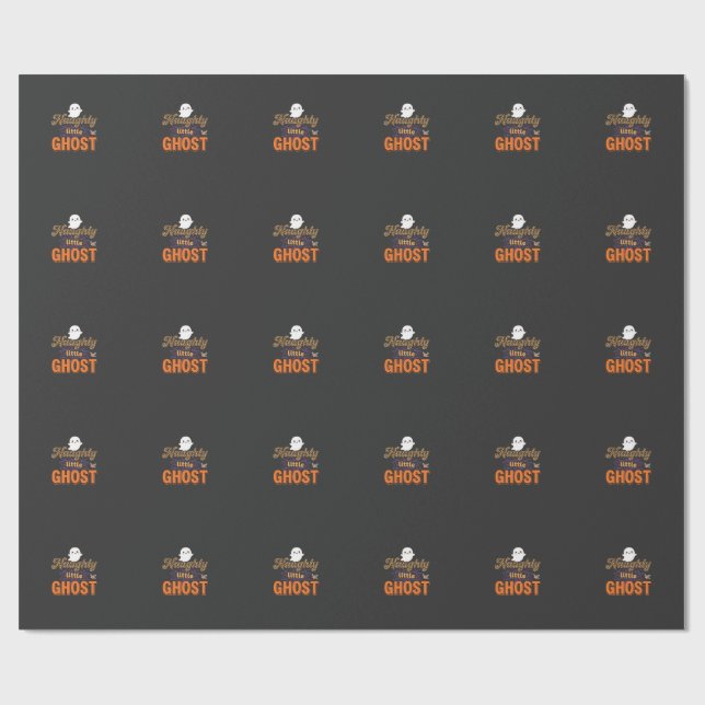 Halloween Ghost Naughty Little Ghost Design Wrapping Paper (Flat)