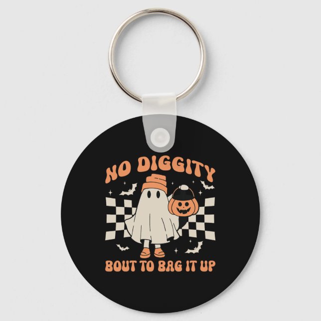 Halloween Ghost No Diggity Bout to Bag it Up Toddl Key Ring (Front)