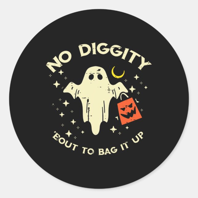 Halloween Ghost No Diggity Costume Boys Girls Kids Classic Round Sticker (Front)