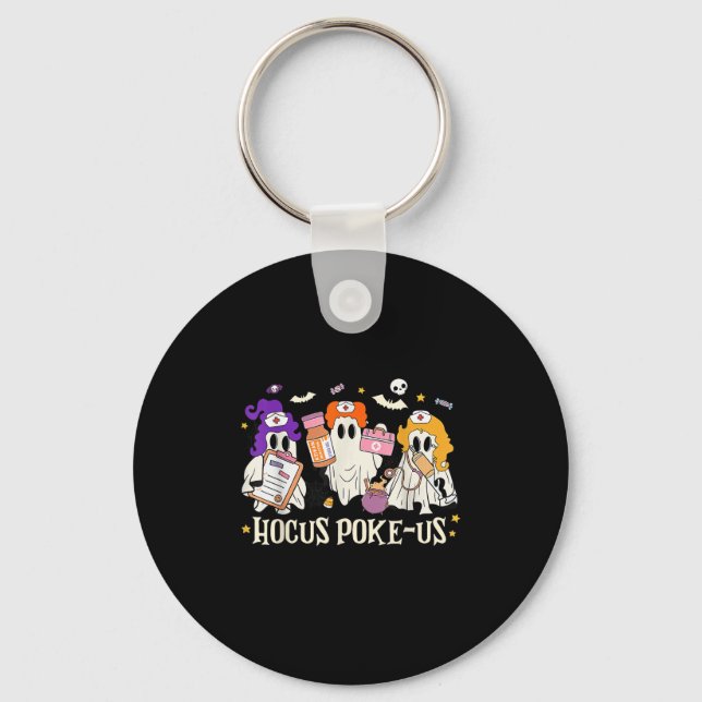 Halloween Ghost Nurse Hocus Ke Us Costume Scrub To Key Ring (Front)