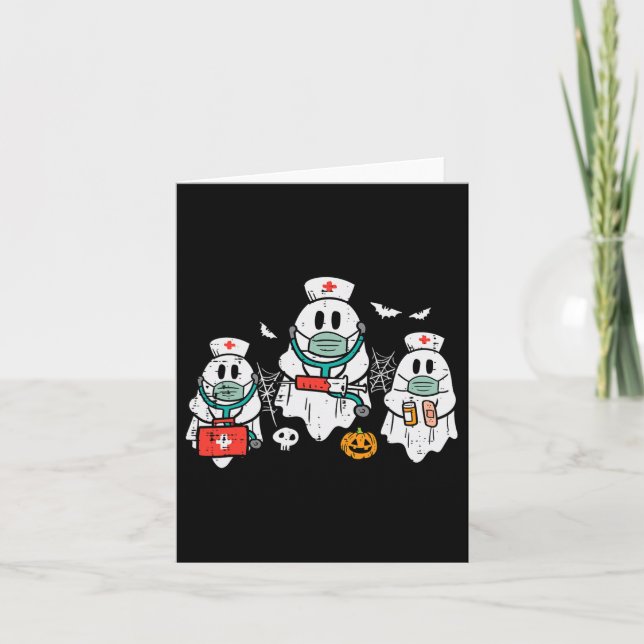 Halloween Ghost Nurses Funny Er Crew Costume Scrub Card (Front)