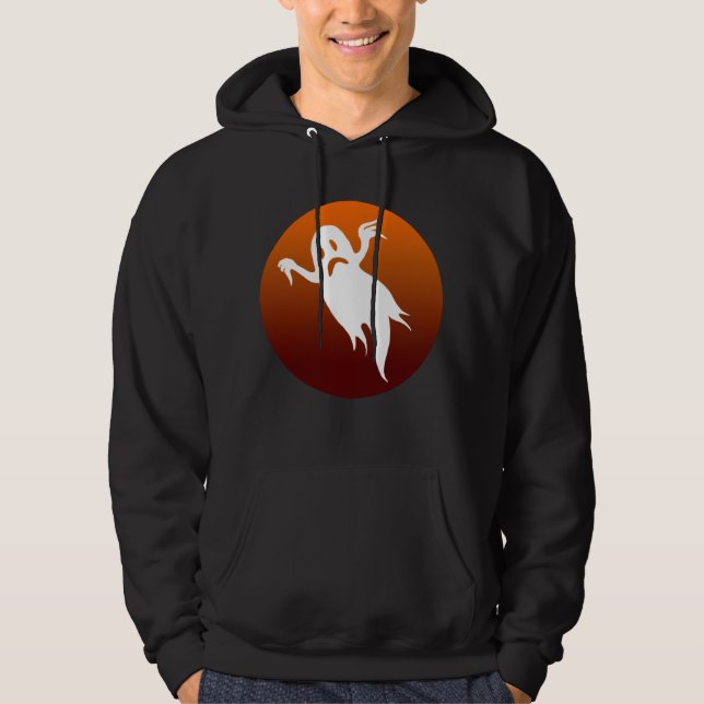 Halloween ghost orange moon hoodie (Front)