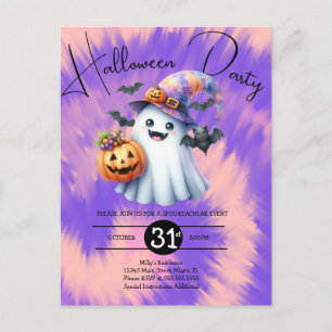 Halloween Ghost Party Tie Dye Hand Drawn  Invitation Postcard