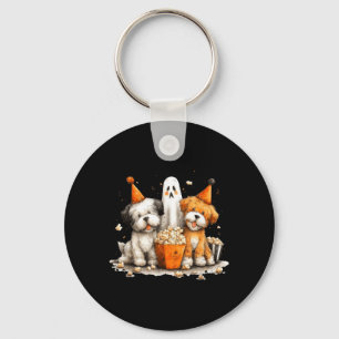 Halloween Ghost Party With Cute Dogs Key Ring