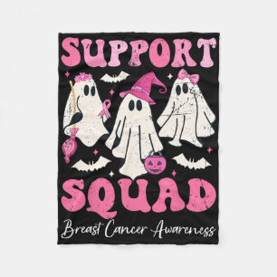 Halloween Ghost Pink Witch Hat Support Squad Breas Fleece Blanket