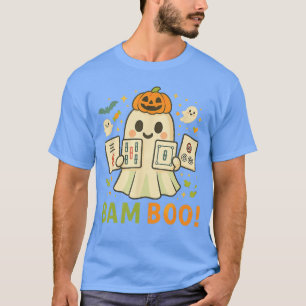 Halloween Ghost Playing Mahjong Spooky Boo Funny C T-Shirt