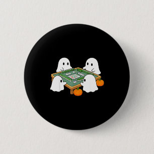 Halloween ghost playing mahjong spooky mahjong 6 cm round badge
