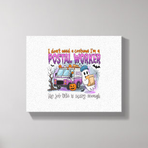 Halloween Ghost,Postal Worker Canvas Print