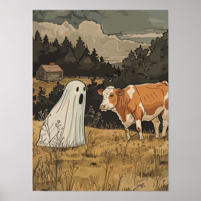 Halloween Ghost Print Modern Farmhouse Autumn (Front)