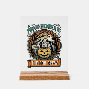 Halloween Ghost Proud Member Boo Crew Vintage Funn Acrylic Sign