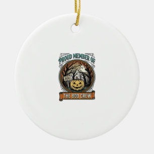 Halloween Ghost Proud Member Boo Crew Vintage Funn Ceramic Tree Decoration