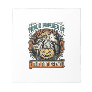 Halloween Ghost Proud Member Boo Crew Vintage Funn Notepad