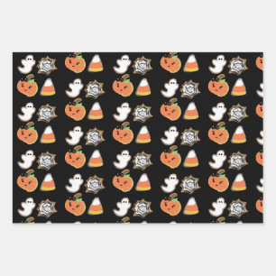 Halloween Ghost Pumpkin Cookie Treats Wrapping Paper Sheet