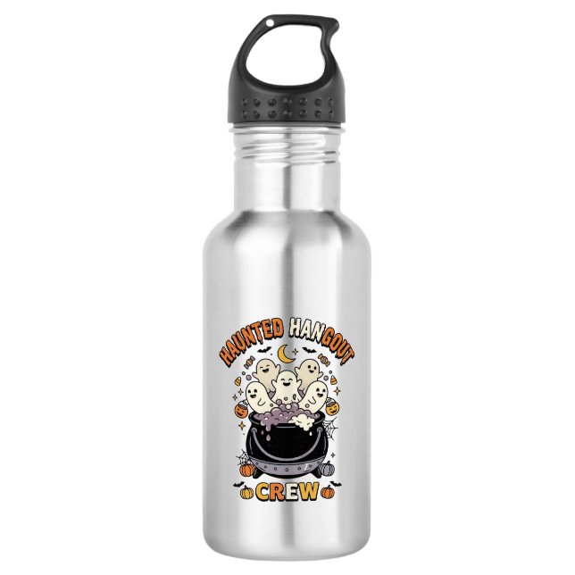 Halloween Ghost Pumpkin Crew 532 Ml Water Bottle (Front)
