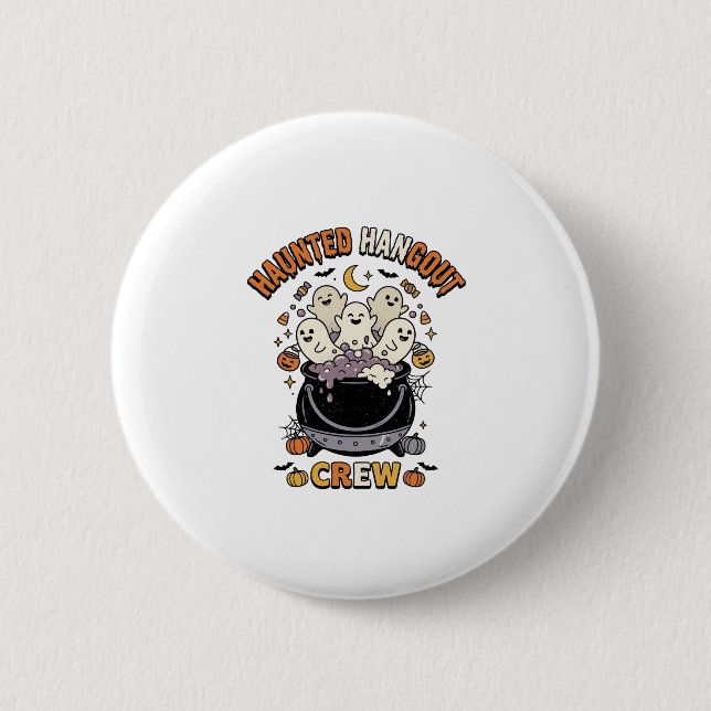 Halloween Ghost Pumpkin Crew 6 Cm Round Badge (Front)