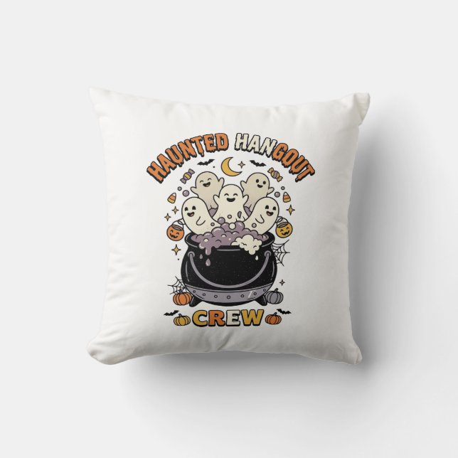 Halloween Ghost Pumpkin Crew Cushion (Front)