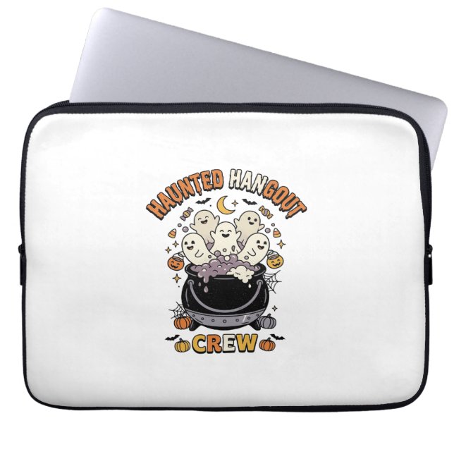Halloween Ghost Pumpkin Crew Laptop Sleeve (Front)