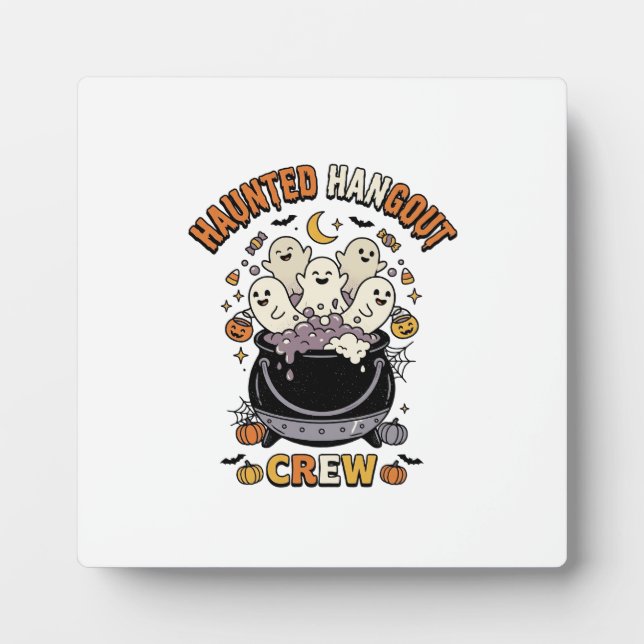 Halloween Ghost Pumpkin Crew Plaque (Front)