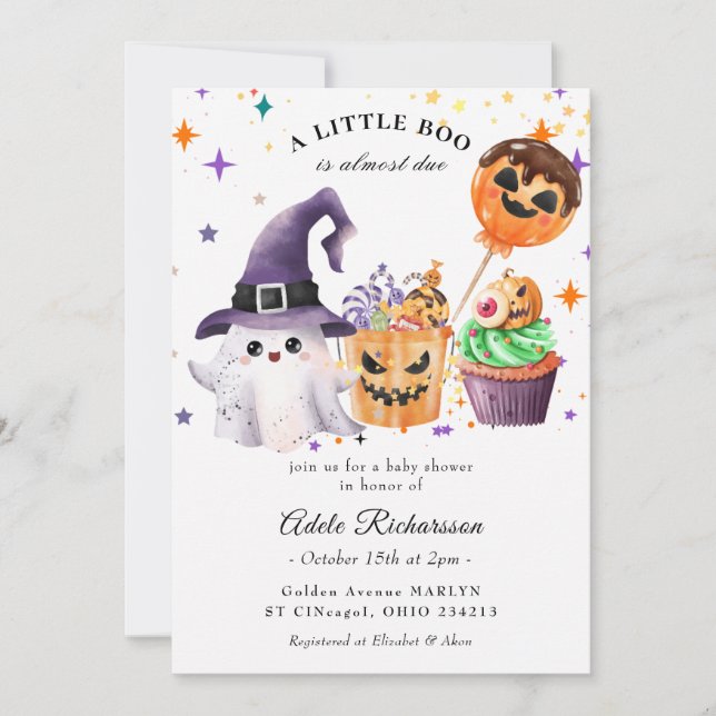 Halloween Ghost Pumpkin Cupcake Invitation (Front)