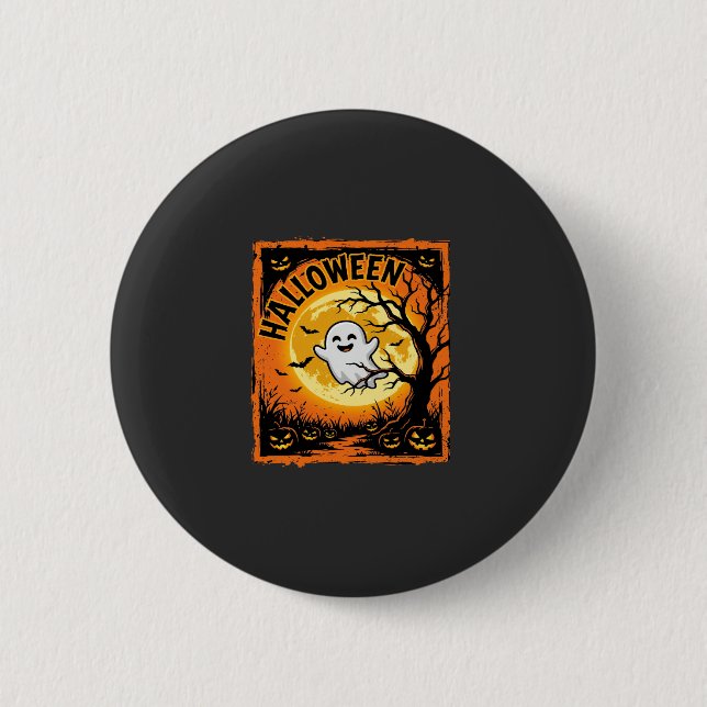 Halloween Ghost Pumpkin Haunted Tree 6 Cm Round Badge (Front)