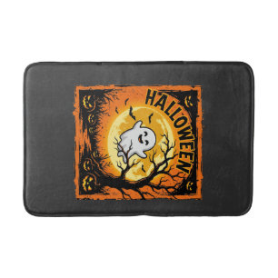 Halloween Ghost Pumpkin Haunted Tree Bath Mat