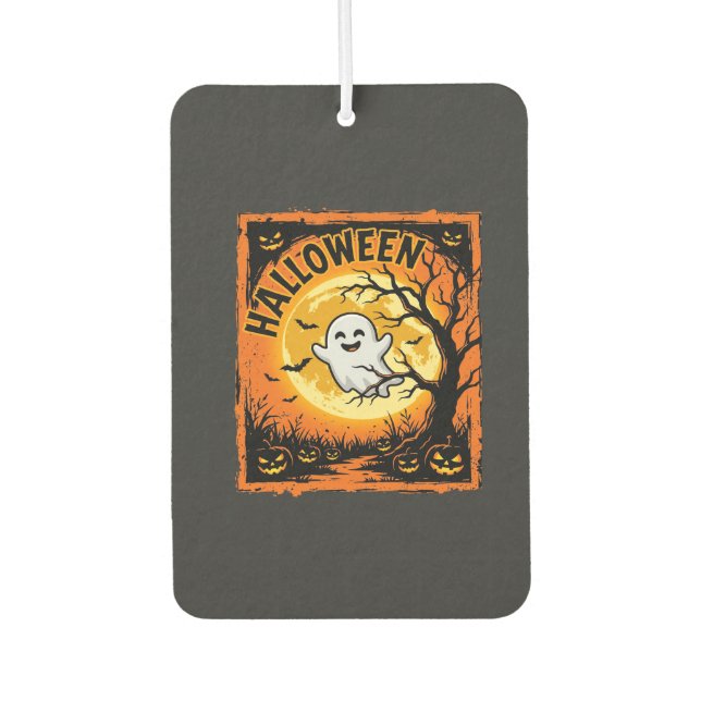 Halloween Ghost Pumpkin Haunted Tree Car Air Freshener (Front)