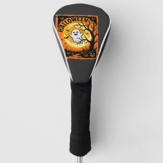 Halloween Ghost Pumpkin Haunted Tree Golf Head Cover (Front)