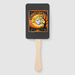 Halloween Ghost Pumpkin Haunted Tree Hand Fan