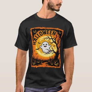 Halloween Ghost Pumpkin Haunted Tree T-Shirt