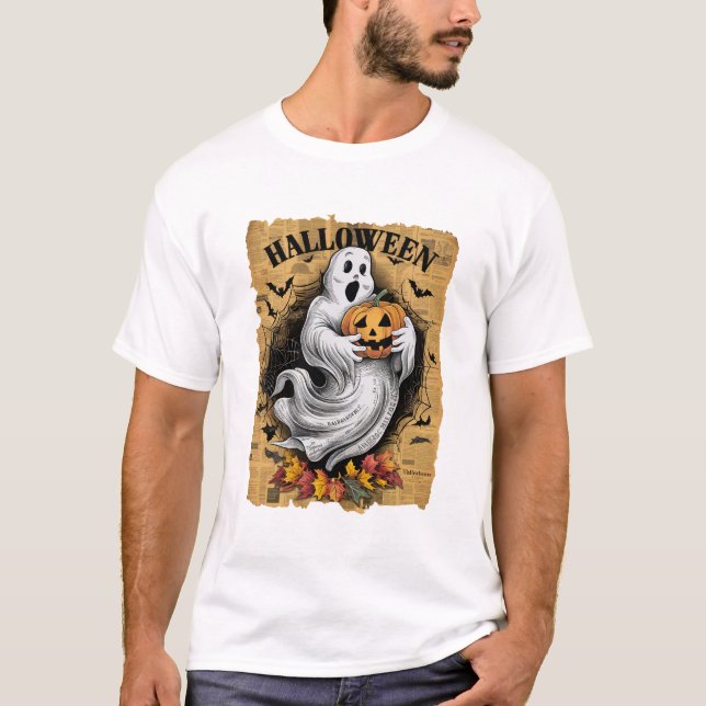 Halloween Ghost Pumpkin  T-Shirt (Front)