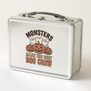Halloween Ghost Pumpkin Vintage Engraving Funny Te Metal Lunch Box