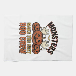 Halloween Ghost Pumpkin Vintage Engraving Funny Te Tea Towel