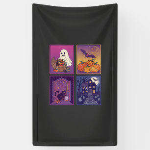 Halloween Ghost Pumpkins Black Cat Haunted House B Banner