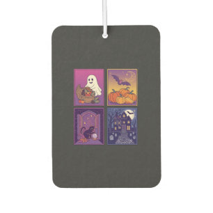 Halloween Ghost Pumpkins Black Cat Haunted House B Car Air Freshener