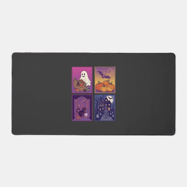 Halloween Ghost Pumpkins Black Cat Haunted House B Desk Mat (Front)