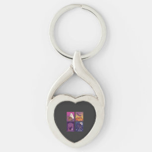 Halloween Ghost Pumpkins Black Cat Haunted House B Key Ring