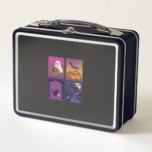 Halloween Ghost Pumpkins Black Cat Haunted House B Metal Lunch Box