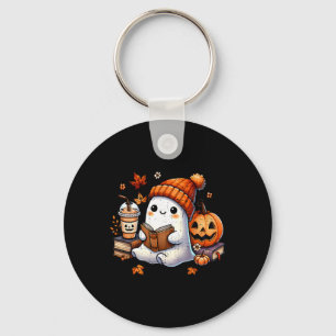 Halloween Ghost Reading Book Lovers Cute Ghost Cof Key Ring