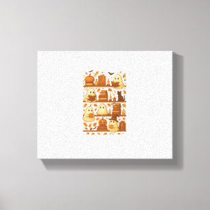 Halloween Ghost Reading Books Lover Canvas Print