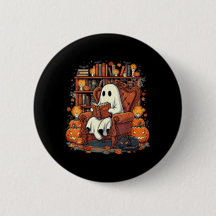 Halloween Ghost Reading Books Pumpkin Black Cat 6 Cm Round Badge