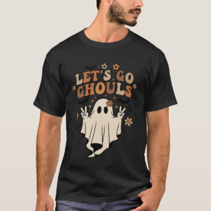 Halloween Ghost Retro Letu2019s Go Ghouls Vintage T-Shirt