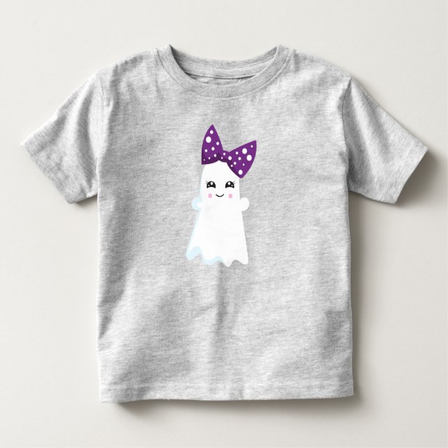 Halloween, Ghost, Ribbon, Bow, Trick Or Treat, Boo Toddler T-Shirt (Front)