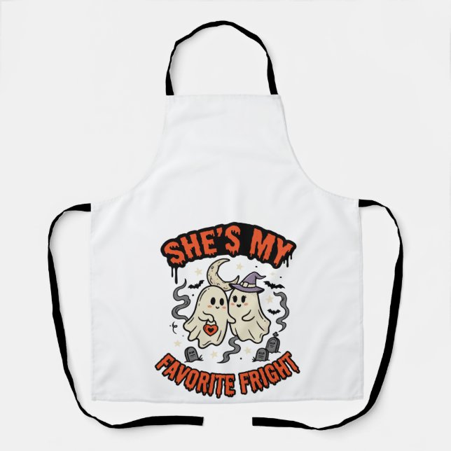 Halloween Ghost Romance Humour Apron (Front)