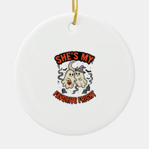 Halloween Ghost Romance Humour Ceramic Tree Decoration