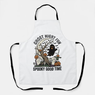 Halloween Ghost Shirt Vintage Graveyard Fun Design Apron